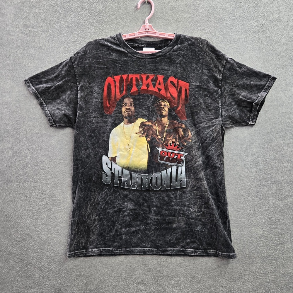 Outkast Men Shirt L Gray Knit Outkast Stankonia Short Sleeve Cotton
